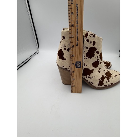Maurices Cow Print Ankle Boots Western Cowgirl Block Heel Faux Suede 8.5M - Picture 12 of 12